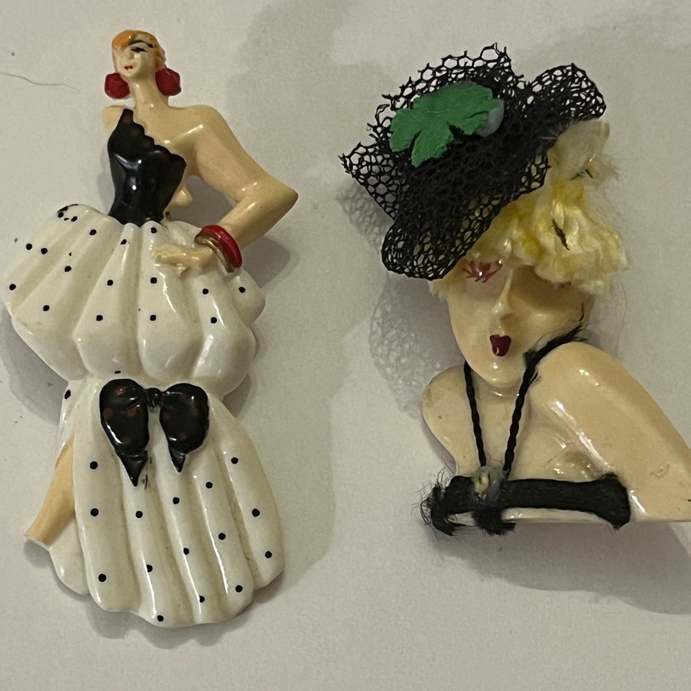Rare Vintage Find Plastic Pin Up Brooches
